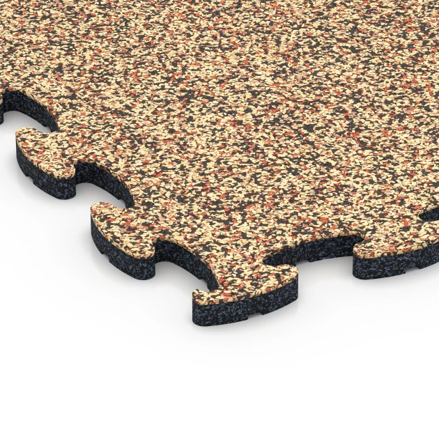 Detailaufnahme der Randausprägung von WARCO-Produkt 6754, Playground Safety Mat, Format 44,6 x 44,6 x 1,8 cm, Farbe Terracotta.