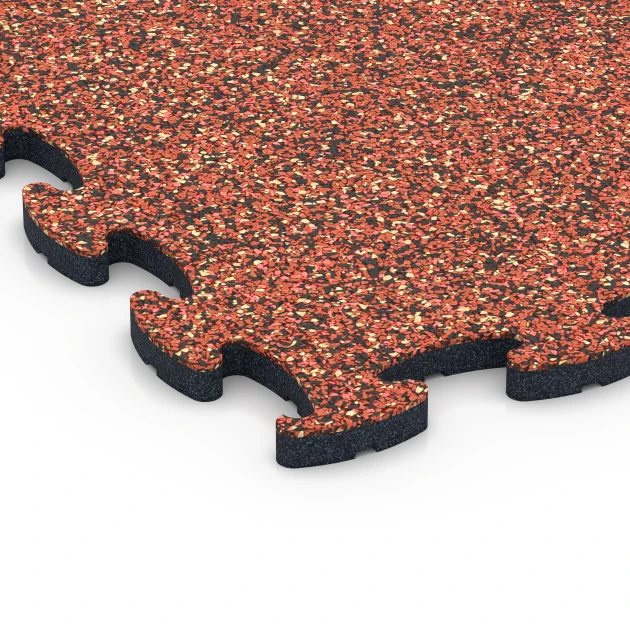 Detailaufnahme der Randausprägung von WARCO-Produkt 6917, Exhibition Click Floor Tile, Format 44,6 x 44,6 x 1,8 cm, Farbe Embers.