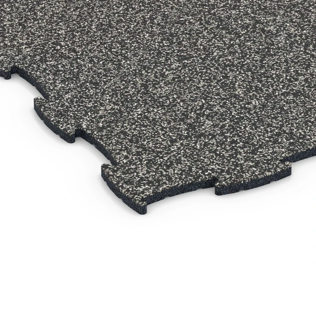 Detailaufnahme der Randausprägung von WARCO-Produkt 6832, Fitness Active Floor System, Format 97,1 x 97,1 × 1,8 cm, Farbe Dark Grey Granite.