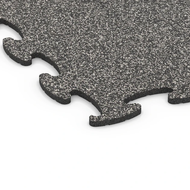 Detailaufnahme der Randausprägung von WARCO-Produkt 6922, Exhibition Click Floor Tile, Format 98 x 98 × 1,8 cm, Farbe Dark Grey Granite.