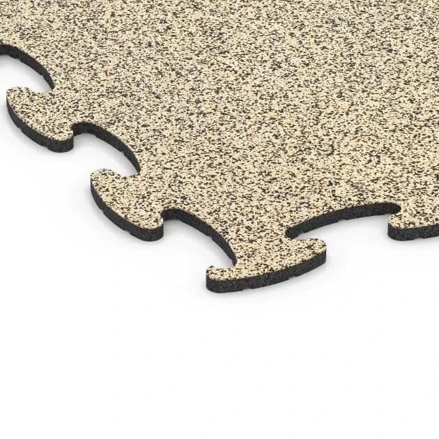 Detailaufnahme der Randausprägung von WARCO-Produkt 6874, Fitness Max Floor System, Format 98 x 98 × 1,8 cm, Farbe Travertine.