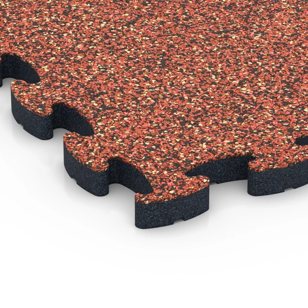 Detailaufnahme der Randausprägung von WARCO-Produkt 6881, Fitness Max Floor System, Format 44,6 x 44,6 × 2,8 cm, Farbe Embers.
