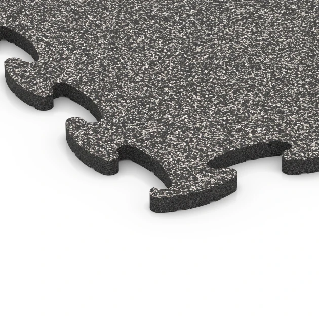 Detailaufnahme der Randausprägung von WARCO-Produkt 6886, Fitness Max Floor System, Format 97,1 x 97,1 x 2,8 cm, Farbe Dark Grey Granite.