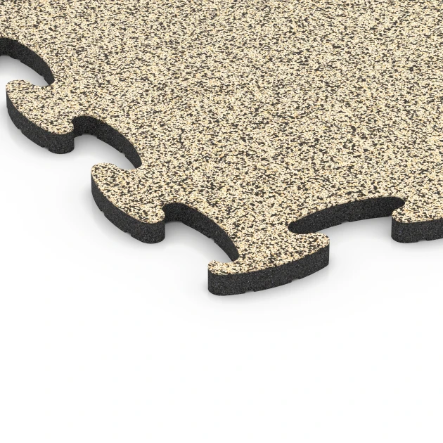 Detailaufnahme der Randausprägung von WARCO-Produkt 6892, Fitness Max Floor System, Format 98 x 98 x 2,8 cm, Farbe Travertine.