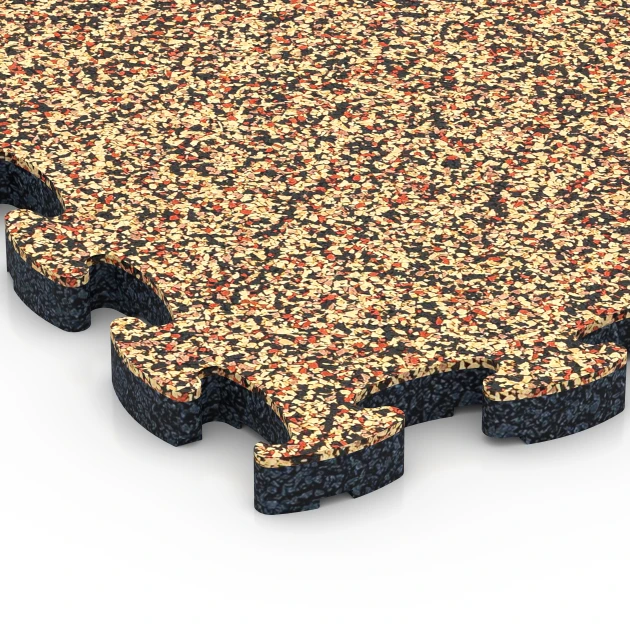 Detailaufnahme der Randausprägung von WARCO-Produkt 6817, Stone Carpet Click Tile, Format 28,9 x 28,9 x 1,8 cm, Farbe Terracotta.