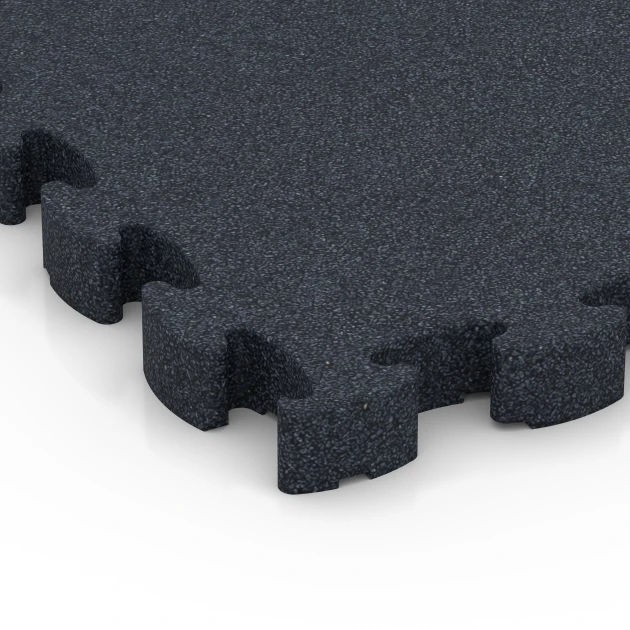 Detailaufnahme der Randausprägung von WARCO-Produkt 6965, Fitness Premium Performance Flooring, Format 28,9 x 28,9 x 2,8 cm, Farbe Anthracite.