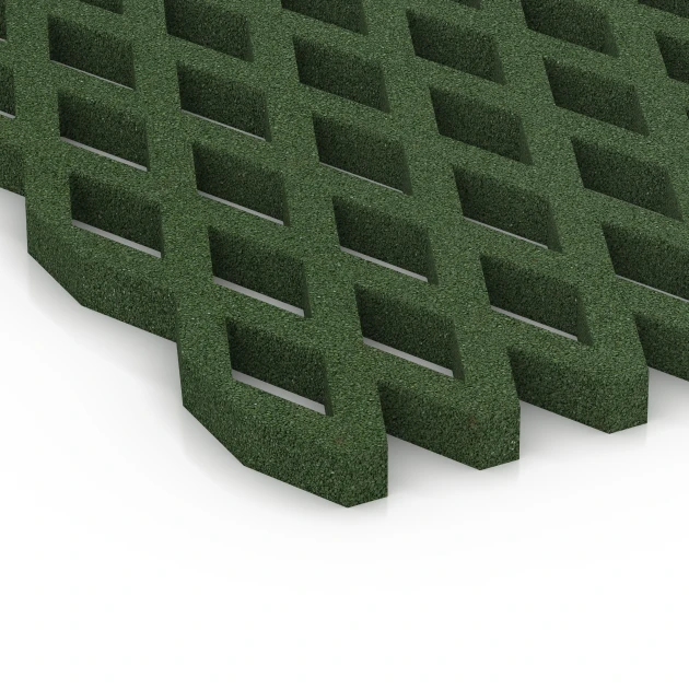 Detailaufnahme der Randausprägung von WARCO-Produkt 7011, Safety Grass Grid Mat, Format 100 x 100 x 4 cm, Farbe Grass green.