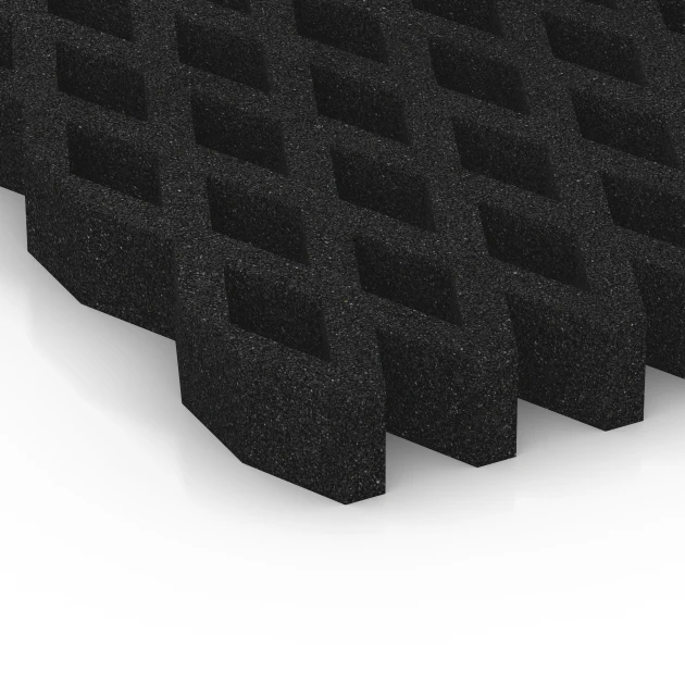 Detailaufnahme der Randausprägung von WARCO-Produkt 7012, Safety Grass Grid Mat, Format 100 × 100 × 8 cm, Farbe Anthracite.