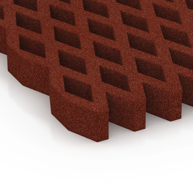 Detailaufnahme der Randausprägung von WARCO-Produkt 7013, Safety Grass Grid Mat, Format 100 × 100 × 8 cm, Farbe Brick red.