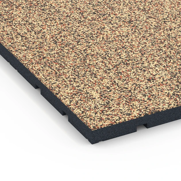 Detailaufnahme der Randausprägung von WARCO-Produkt 7135, Outdoor Gym Flooring, Format 60 x 60 x 3 cm | 0,36 m², Farbe Terracotta.