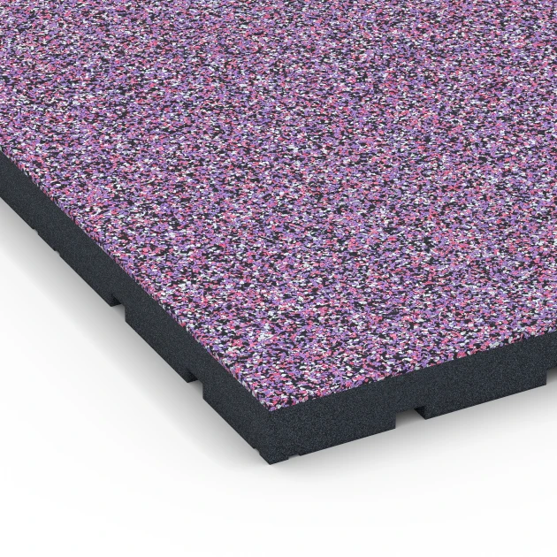 Detailaufnahme der Randausprägung von WARCO-Produkt 7146, Outdoor Gym Flooring, Format 60 x 60 x 4 cm | 0,36 m², Farbe Lavender.