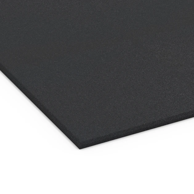 Detailaufnahme der Randausprägung von WARCO-Produkt 7075, Fitness Performance Basic Rubber Gym Flooring, Format 100 x 100 x 1 cm | 1,00 m², Farbe Anthracite.
