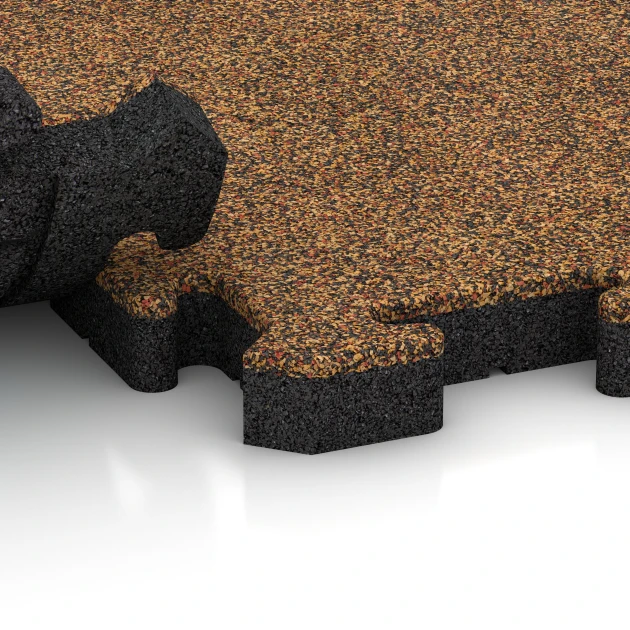 Großaufnahme vom Verbindungssystem von WARCO-Boden 2922 - Pool Decking Tile im Farbdesign Terracotta. Abmessungen 50 x 50 x 4 cm | 0,25 m².