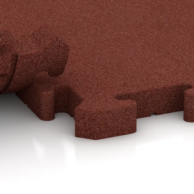 Großaufnahme vom Verbindungssystem von WARCO-Boden 2979 - Paving slab im Farbdesign Brick red. Abmessungen 500 x 500 x 40 mm.