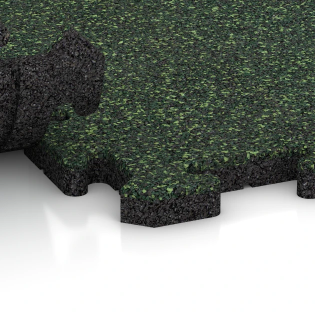 Großaufnahme vom Verbindungssystem von WARCO-Boden 2672 - Dog floor tile im Farbdesign English Lawn. Abmessungen 50 x 50 x 3 cm | 0,25 m².