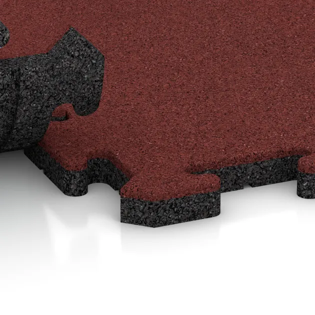Großaufnahme vom Verbindungssystem von WARCO-Boden 5297 - Pool Decking Tile im Farbdesign Coral Red. Abmessungen 500 x 500 x 30 mm.