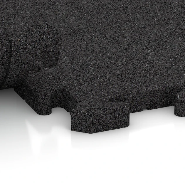 Großaufnahme vom Verbindungssystem von WARCO-Boden 3324 - Playground flooring im Farbdesign Anthracite. Abmessungen 100 x 100 x 3 cm | 1,00 m².