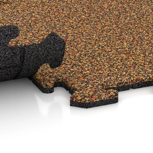 Großaufnahme vom Verbindungssystem von WARCO-Boden 0041 - Balcony tile im Farbdesign Terracotta. Abmessungen 500 x 500 x 18 mm.