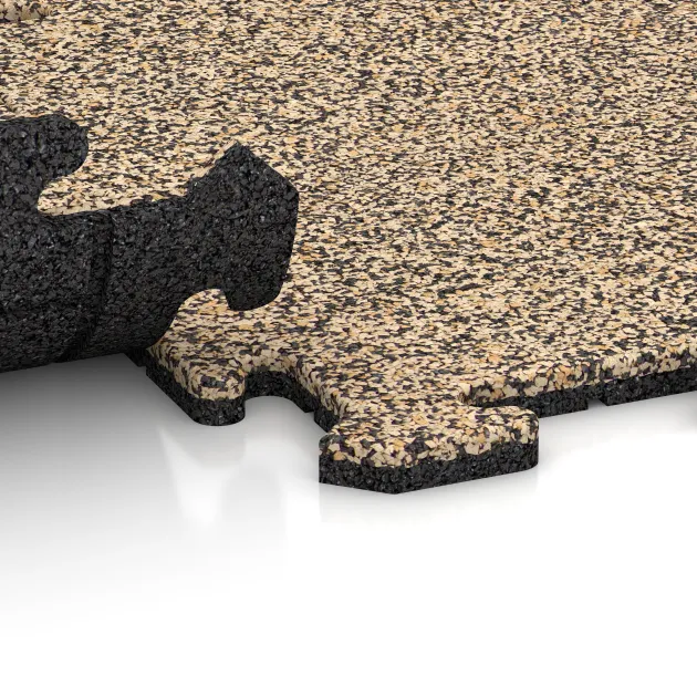 Großaufnahme vom Verbindungssystem von WARCO-Boden 0040 - Balcony tile im Farbdesign Travertine. Abmessungen 500 x 500 x 18 mm.