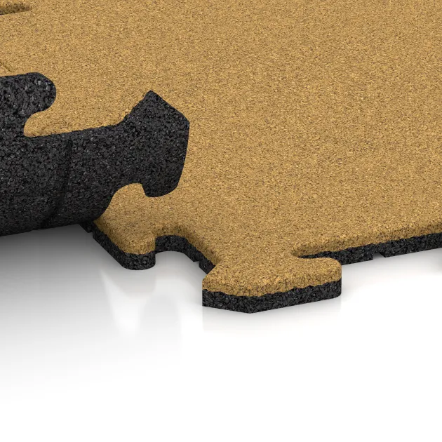 Großaufnahme vom Verbindungssystem von WARCO-Boden 6206 - Balcony tile im Farbdesign Lemon Yellow. Abmessungen 500 x 500 x 18 mm.