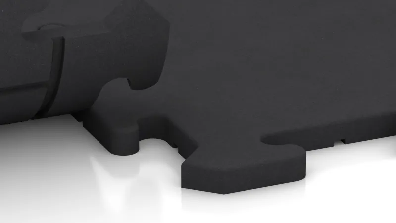 Interlocking puzzle joint with gently rounded bevel