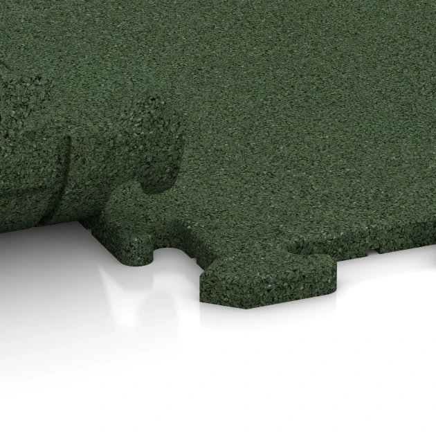 Großaufnahme vom Verbindungssystem von WARCO-Boden 3955 - Dog floor tile im Farbdesign Grass green. Abmessungen 100 x 100 x 1,8 cm | 1,00 m².