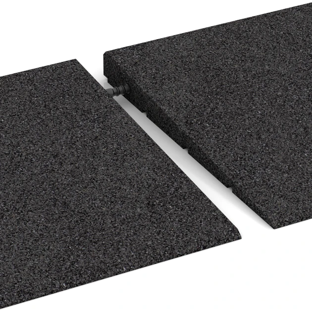 Großaufnahme vom Verbindungssystem von WARCO-Boden 2348 - Transition ramp 75 cm im Farbdesign Anthracite. Abmessungen 75 x 30 cm | 8 < 30 mm.
