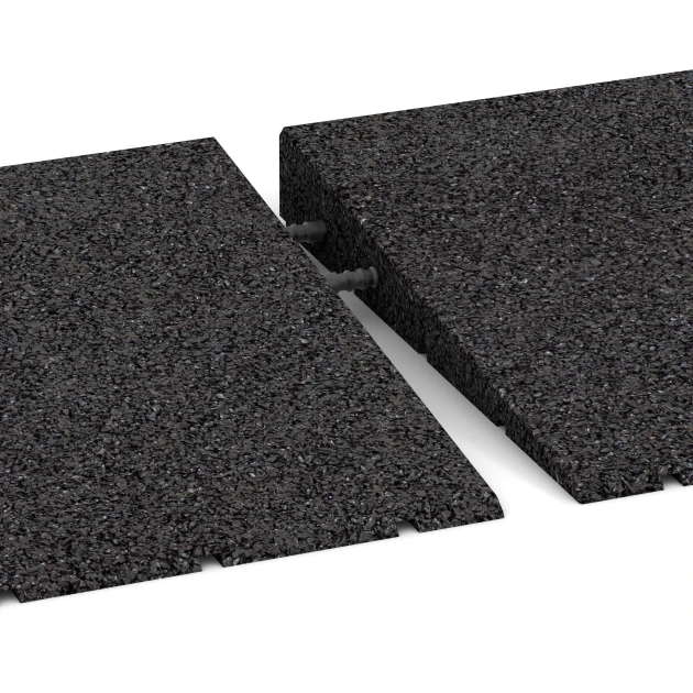 Großaufnahme vom Verbindungssystem von WARCO-Boden 2468 - Transition ramp 75 cm im Farbdesign Anthracite. Abmessungen 75 x 30 cm | 8 < 45 mm.