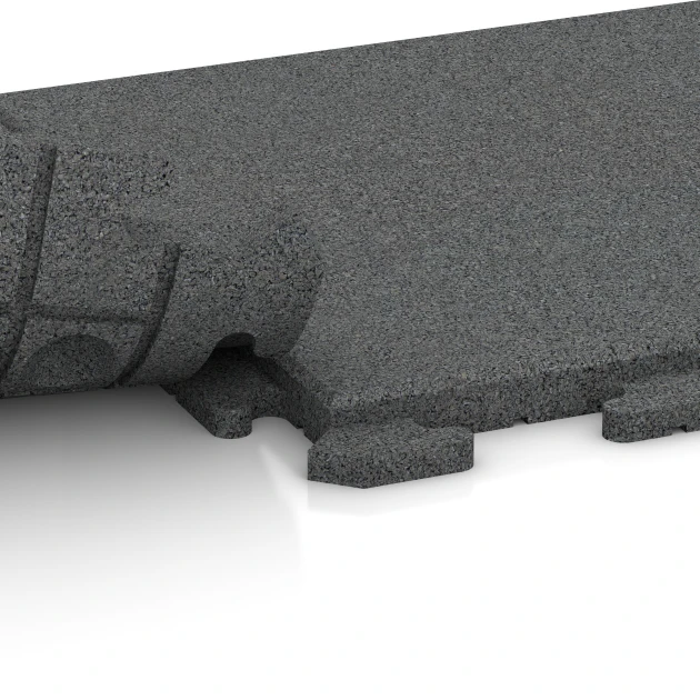 Großaufnahme vom Verbindungssystem von WARCO-Boden 5961 - Event Floor im Farbdesign Slate grey. Abmessungen 50 x 50 x 3 cm | 0,25 m².