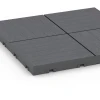 Großaufnahme vom Verbindungssystem von WARCO-Boden 6349 - Mosaic – Deck Tile im Farbdesign Silver Grey. Abmessungen 30 x 30 x 2 cm.