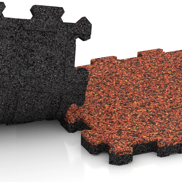 Großaufnahme vom Verbindungssystem von WARCO-Boden 5743 - Exhibition floor interlocking tile im Farbdesign Embers. Abmessungen 30,6 x 30,6 x 2 cm | 0,094 m².