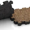 Großaufnahme vom Verbindungssystem von WARCO-Boden 4281 - Rubber click tile im Farbdesign Rattan Lounge. Abmessungen 306 x 306 x 30 mm.