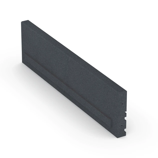Großaufnahme vom Verbindungssystem von WARCO-Boden 6213 - Rubber Kerb im Farbdesign Slate grey. Abmessungen 100 × 5 × 25 cm.