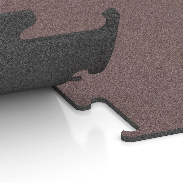Großaufnahme vom Verbindungssystem von WARCO-Boden 6145 - Fitness Performance Elite Training Floor im Farbdesign Mineral Red. Abmessungen 100 x 100 x 1 cm | 1,00 m².