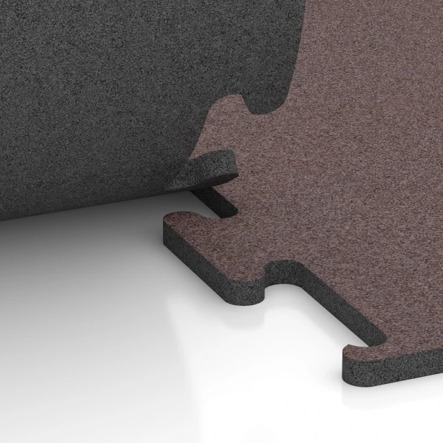 Großaufnahme vom Verbindungssystem von WARCO-Boden 6149 - Fitness Performance Elite Training Floor im Farbdesign Mineral Red. Abmessungen 100 x 100 x 2 cm | 1,00 m².