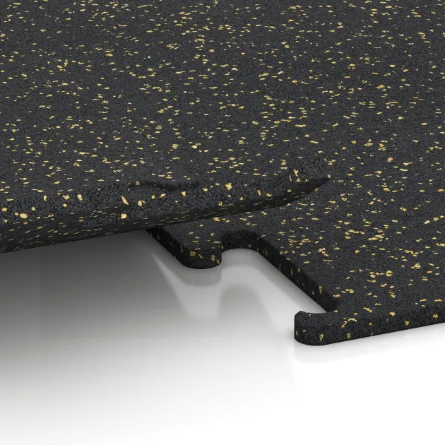 Großaufnahme vom Verbindungssystem von WARCO-Boden 3768 - Fitness Performance Elite Training Floor im Farbdesign Light Yellow Speckled. Abmessungen .