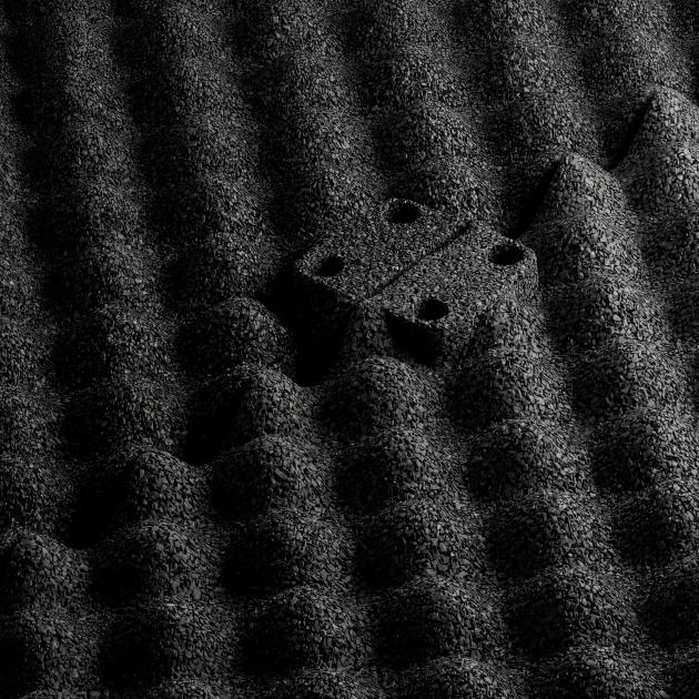 Großaufnahme vom Verbindungssystem von WARCO-Boden 3782 - Fitness Performance Impact Training Floor im Farbdesign Anthracite. Abmessungen 100 × 100 × 3 cm.