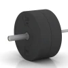 Großaufnahme vom Verbindungssystem von WARCO-Boden 6087 - Bumper Plate – Solid Rubber im Farbdesign Anthracite. Abmessungen 20 kg | ø 45,4 x 11,38 cm.
