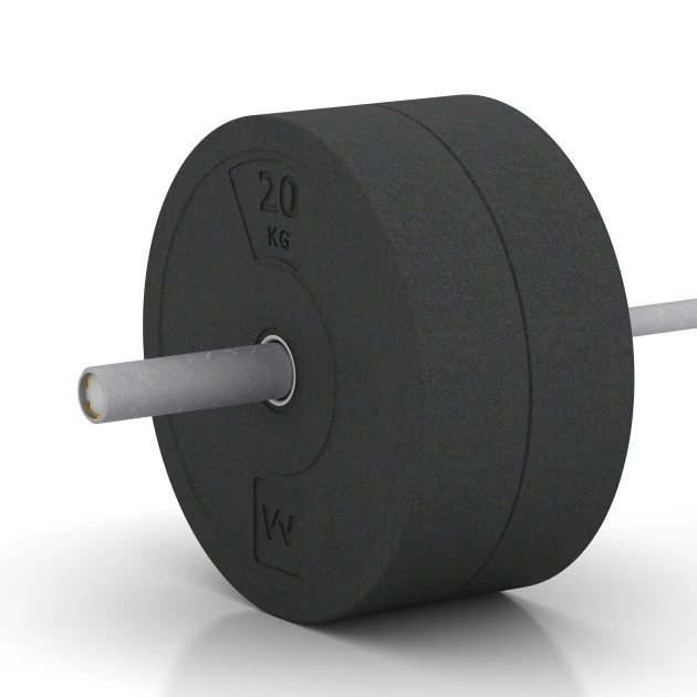 Großaufnahme vom Verbindungssystem von WARCO-Boden 6087 - Bumper Plate – Solid Rubber im Farbdesign Anthracite. Abmessungen 20 kg | ø 45,4 x 11,38 cm.