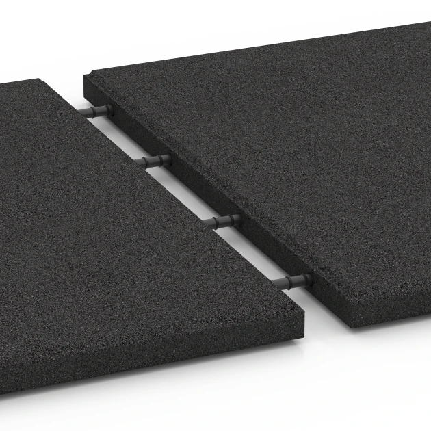 Großaufnahme vom Verbindungssystem von WARCO-Boden 6287 - Playground Safety Tiles im Farbdesign Anthracite. Abmessungen 50 x 50 x 3 cm | 0,25 m².