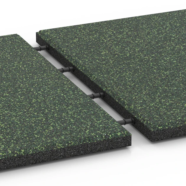 Großaufnahme vom Verbindungssystem von WARCO-Boden 6415 - Playground safety tile – CFH 90 cm im Farbdesign English lawn. Abmessungen 50 x 50 x 3 cm | 0,25 m².