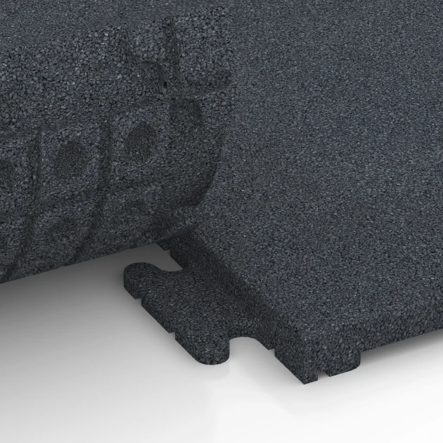 Großaufnahme vom Verbindungssystem von WARCO-Boden 7055 - Patio Tile Linea im Farbdesign Slate grey. Abmessungen 50 x 50 x 3 cm | 0,25 m².