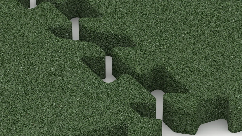 Jigsaw interlock with slight rounded bevel