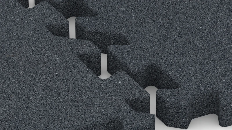Jigsaw interlock with slight rounded bevel