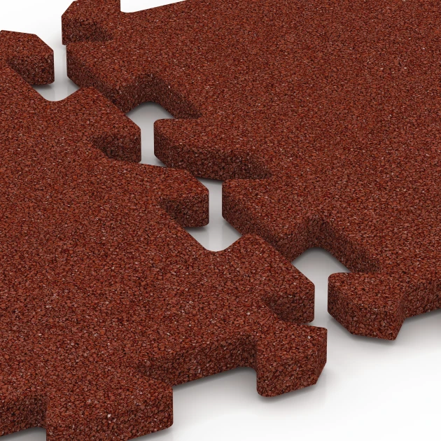 Großaufnahme vom Verbindungssystem von WARCO-Boden 6988 - Gym Floor Protection Mat im Farbdesign Brick red. Abmessungen 50 x 50 x 3 cm | 0,25 m².