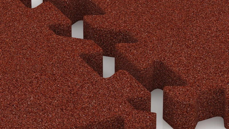 Jigsaw interlock with slight rounded bevel