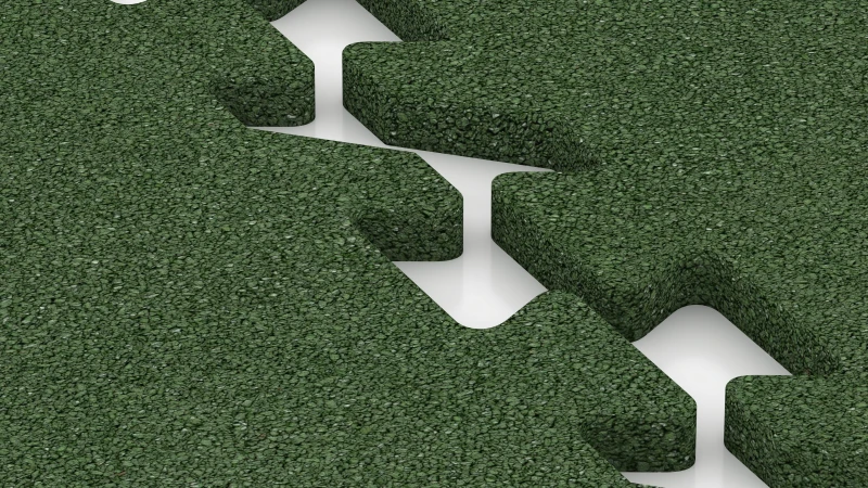 Jigsaw interlock with slight rounded bevel
