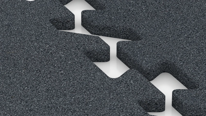 Jigsaw interlock with slight rounded bevel