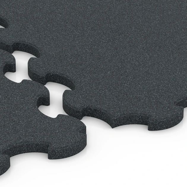 Großaufnahme vom Verbindungssystem von WARCO-Boden 6323 - Rubber Gym Mat im Farbdesign Anthracite. Abmessungen 102,5 x 102,5 x 2,5 cm | 1,05 m².