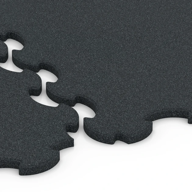 Großaufnahme vom Verbindungssystem von WARCO-Boden 6377 - Fitness Floor Protection Mat im Farbdesign Anthracite. Abmessungen 102,5 x 102,5 x 2 cm | 1,05 m².